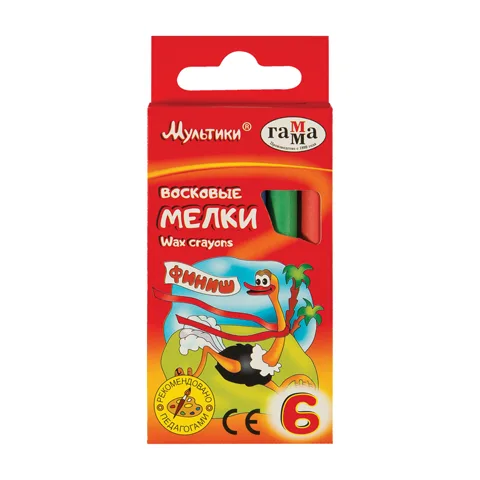 Мелки восковые Гамма «Мультики», 6 цветов, европодвес
